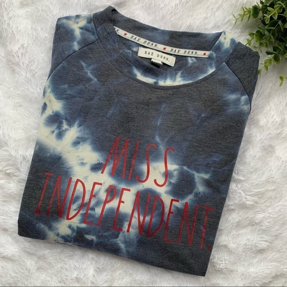 Rae Dunn | NWT Size Small Miss Independent Navy & White Tie Dye Sweatshirt - Picture 2 of 16